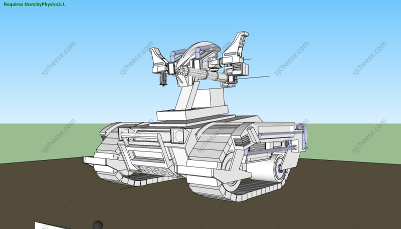 机器人坦克履带式机器人武器SU草图大师sketchup模型