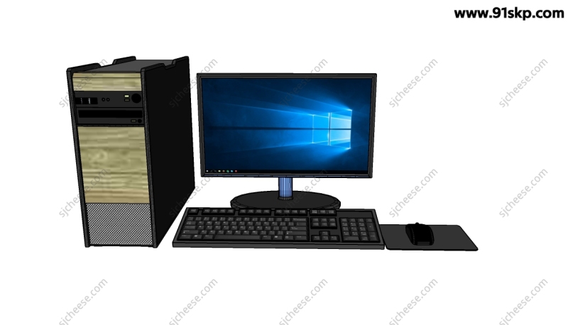 台式液晶PC电脑SU草图大师sketchup模型