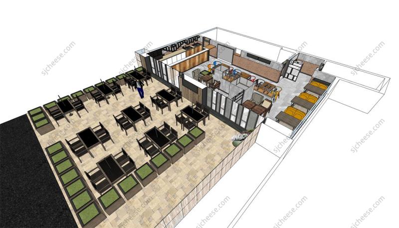 餐厅SU草图大师模型