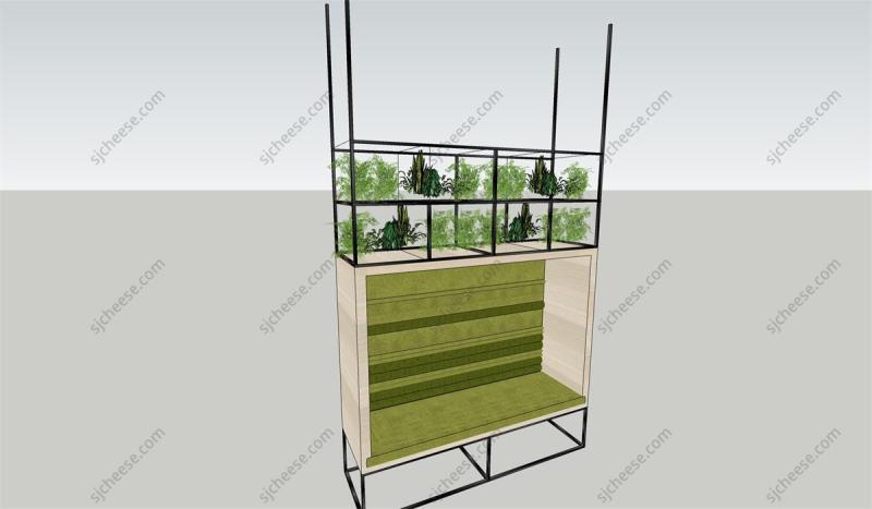 绿植架+卡座组合家具SU草图大师sketchup模型