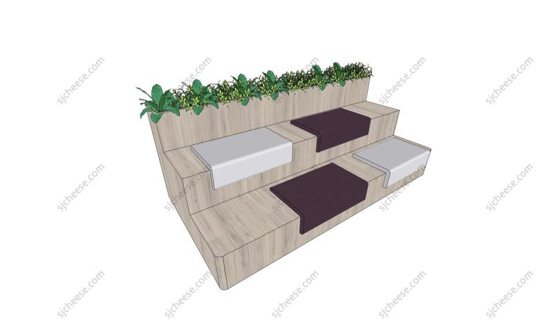 阶梯式座椅报告厅座椅绿植架SU草图大师sketchup模型
