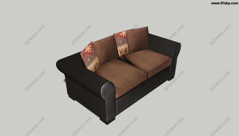 美式风格双人沙发SU草图大师sketchup模型