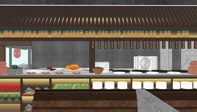 中式面馆餐厅饭馆SU草图大师模型
