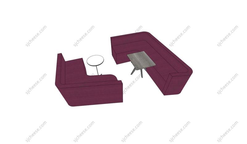 洽谈区会客区L型异形沙发组合SU草图大师sketchup模型