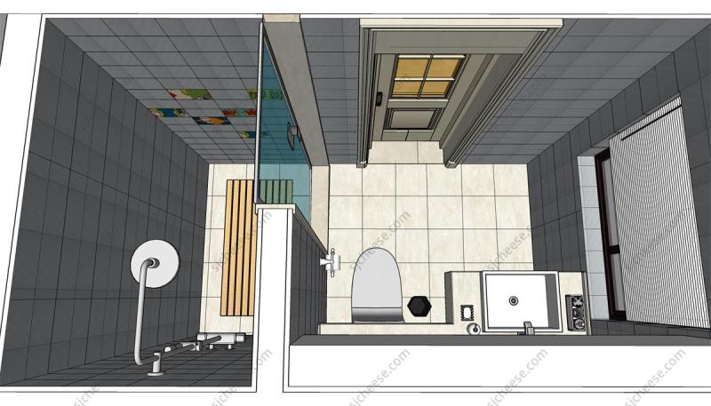 可爱儿童房卧室独立卫生间SU草图大师sketchup模型