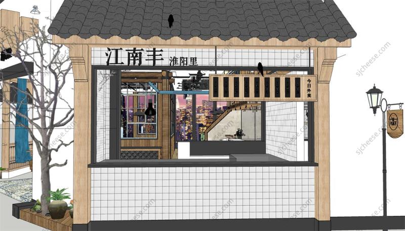 江南特色中餐厅SU草图大师sketchup模型