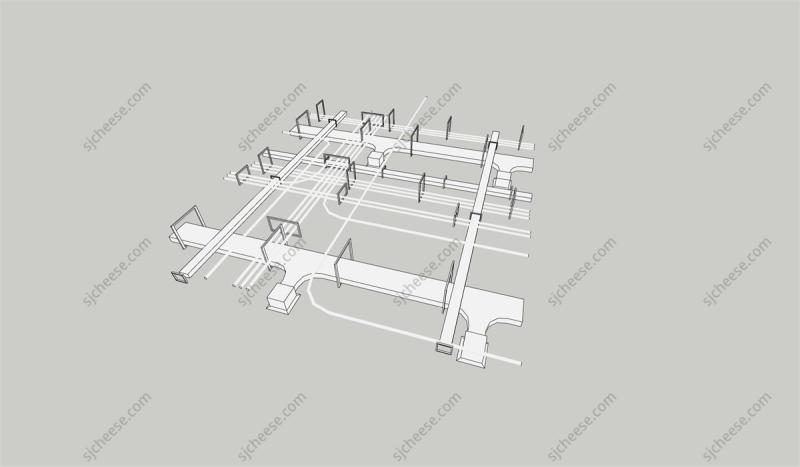 天花吊顶风管管道设备SU草图大师sketchup模型