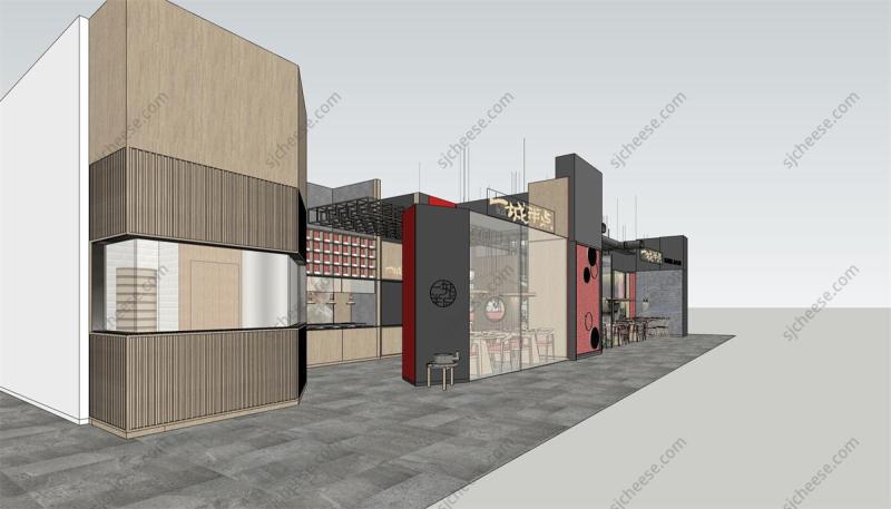 中式特色餐厅粤菜馆饭店SU草图大师sketchup模型