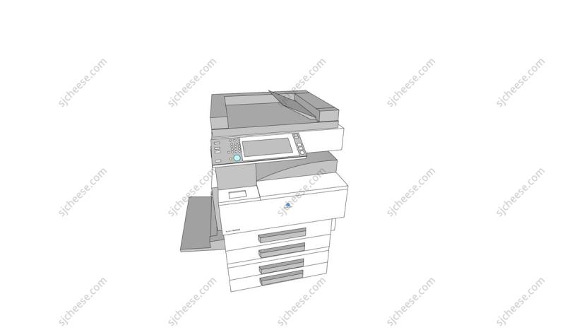 大型落地式打印复印多功能一体机办公室商用SU草图大师sketchup模型