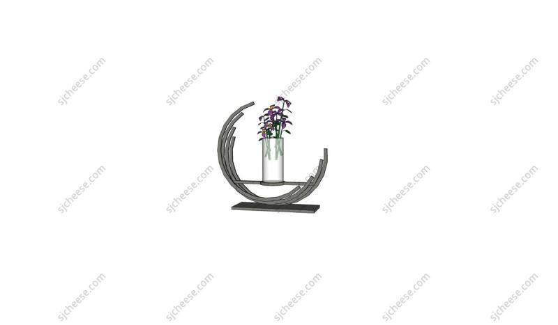 弧形装饰花瓶摆件SU草图大师sketchup模型