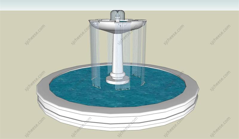 欧式庭院景观小型喷泉水景SU草图大师sketchup模型