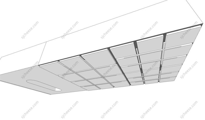 办公室天花灯膜线条造型灯具SU草图大师sketchup模型