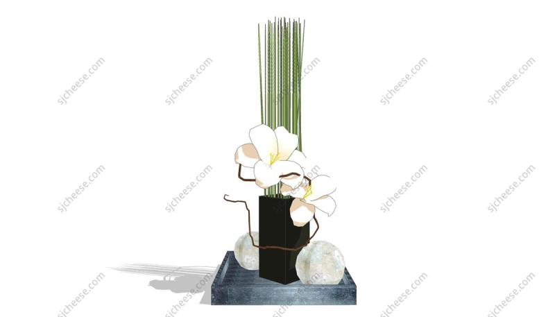 方形花瓶底托装饰摆件SU草图大师sketchup模型