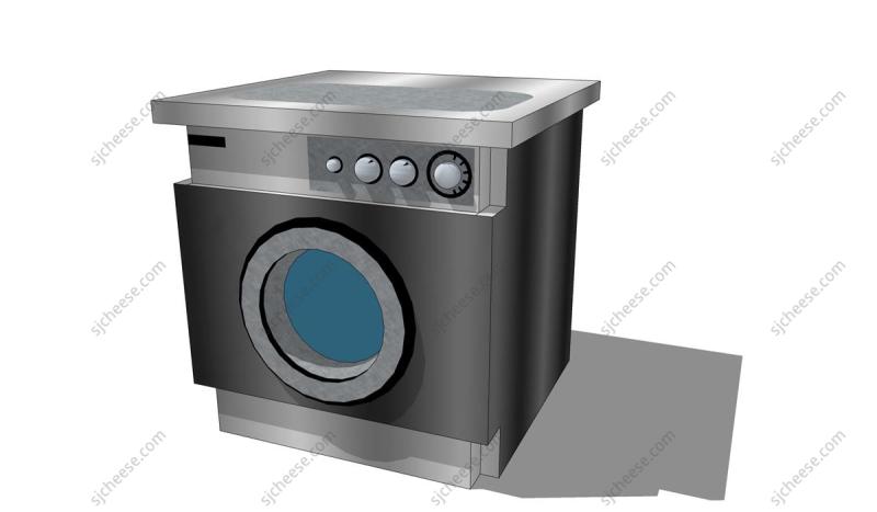 家用商用金属饰面滚筒式洗衣机SU草图大师sketchup模型