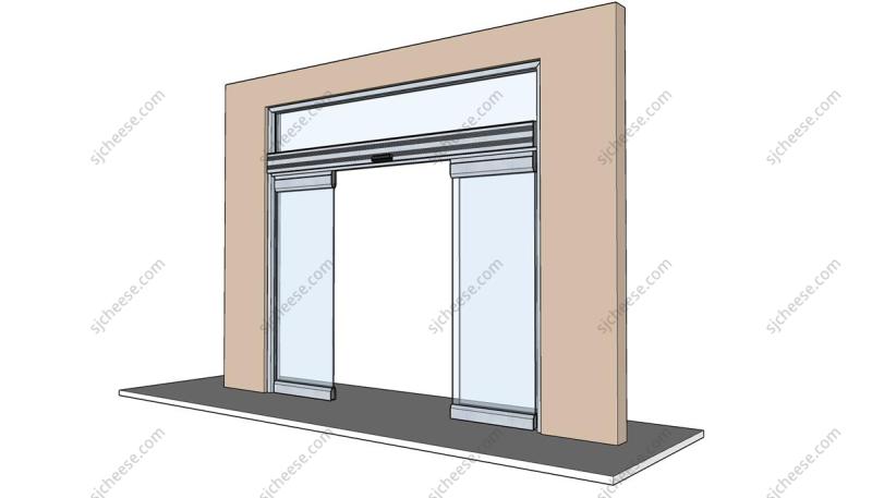 双开自动电动玻璃滑门门头SU草图大师sketchup模型