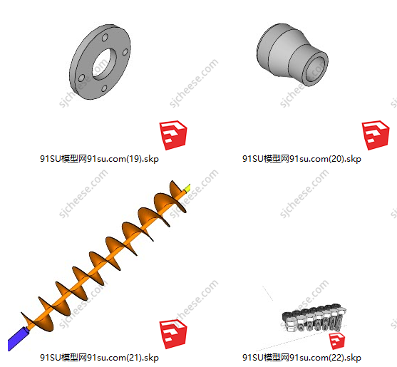 31套螺丝螺母工业模型小品sketchup螺丝螺丝钉螺纹螺杆螺帽SU草图大师模型
