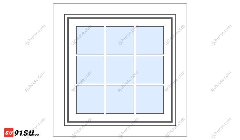 北欧简约现代玻璃窗格窗户SU草图大师sketchup模型