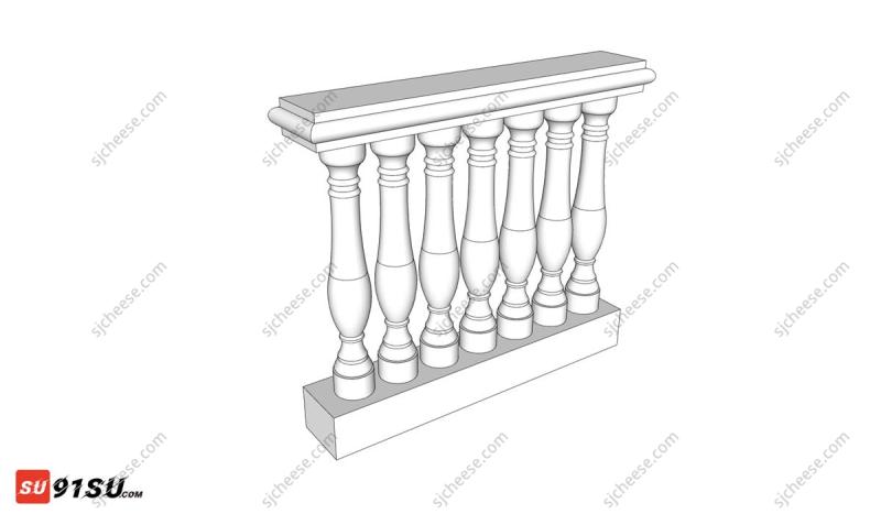 欧式风格罗马柱栏杆SU草图大师sketchup模型