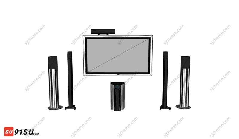 家庭影院音响显示器SU草图大师sketchup模型