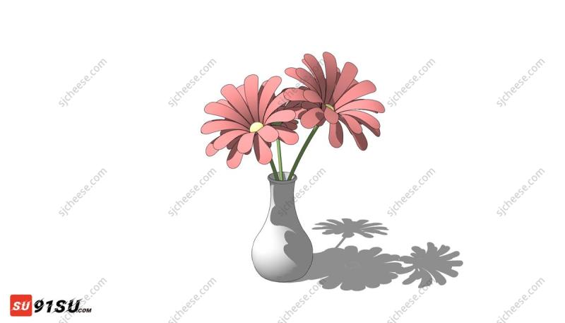 太阳花向日葵花瓶摆件装饰SU草图大师sketchup模型
