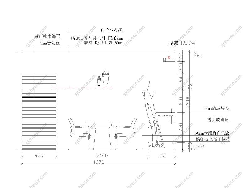 现代简约餐厅立面CAD图
