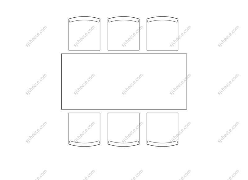 6人餐桌CAD图块