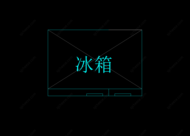 双开门冰箱平面CAD图块