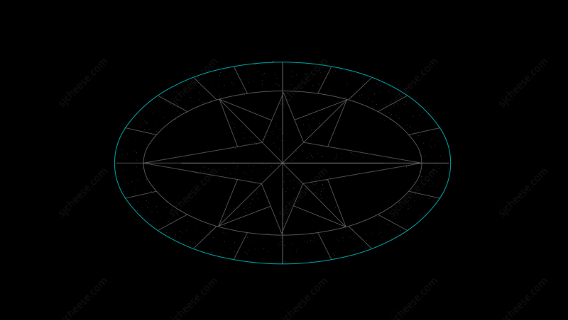 椭圆形六角星石材拼花CAD图块