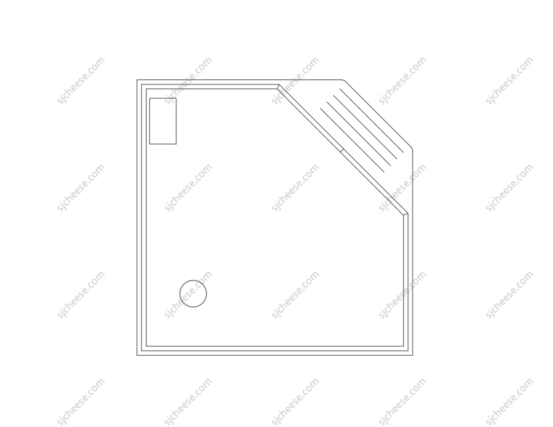 钻石型淋浴房CAD模型