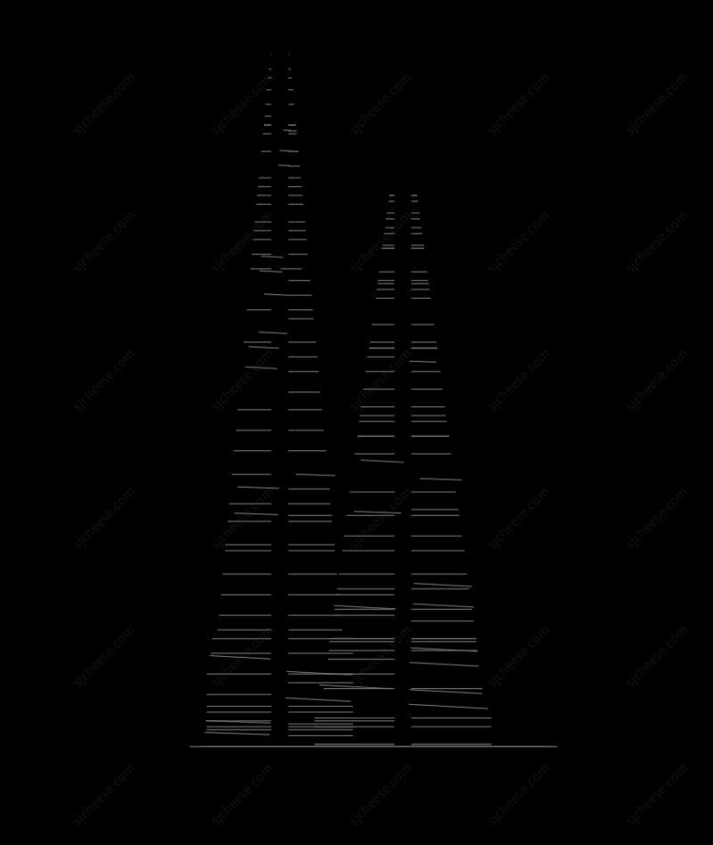 三角形帆船造型绿植造型CAD图块