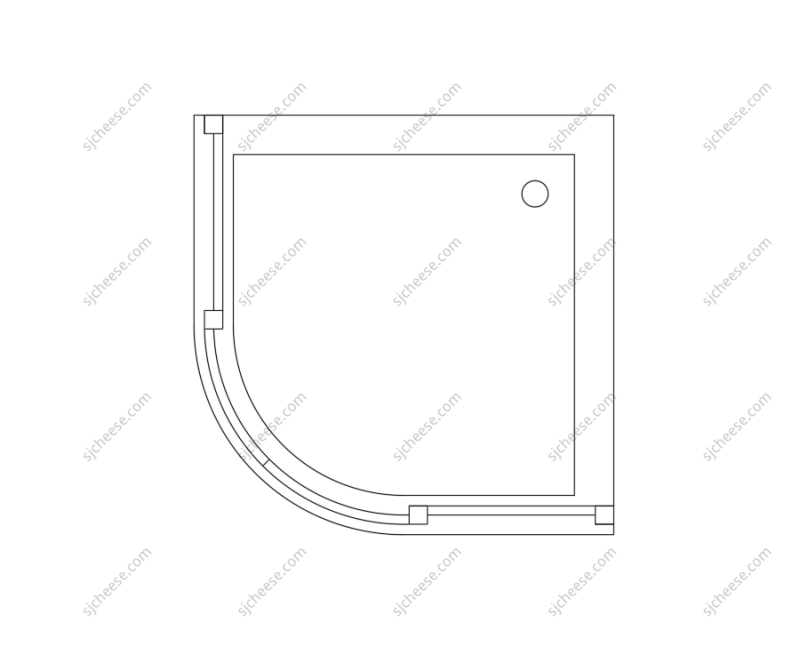 扇形淋浴房平面CAD图块