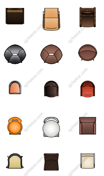 136款带色彩椅子CAD家具图库图块合集