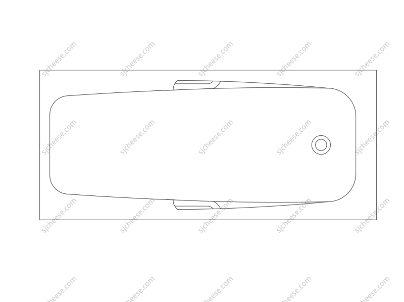 单人普通浴缸平面CAD图块