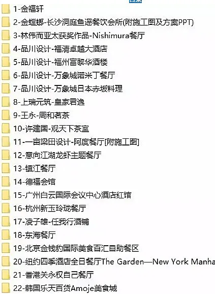 福利| 22套完整餐饮空间设计高清实景1.77G++全套方案/施工图/方案/主材表