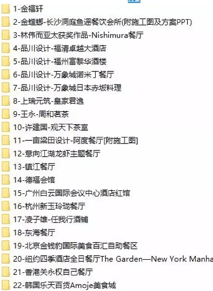 福利| 22套完整餐饮空间设计高清实景1.77G++全套方案/施工图/方案/主材表