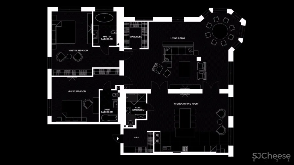 莫斯科黑白灰时尚典雅公寓设计