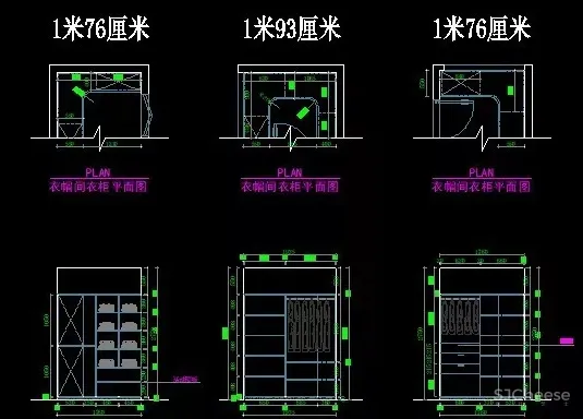 1000款 衣柜 书柜 鞋柜 酒柜 储物柜CAD平立面详图
