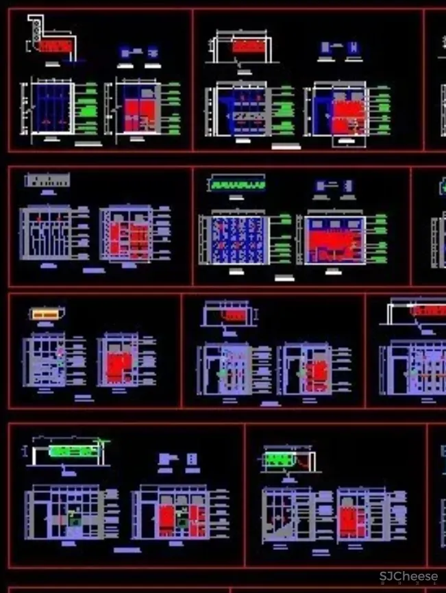 1000款 衣柜 书柜 鞋柜 酒柜 储物柜CAD平立面详图