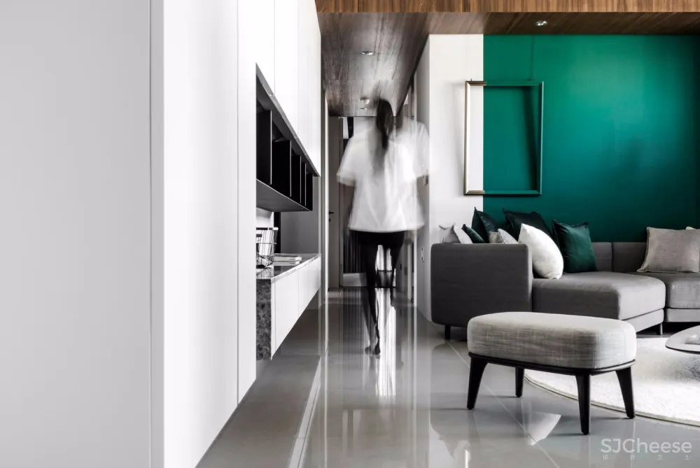 灰+绿 焕然一新的清新住宅空间 | 大也国际空间设计