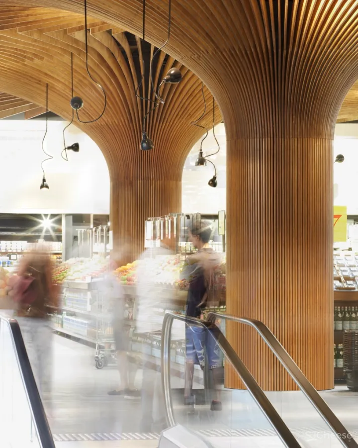 koichi takada设计的悉尼树状柱子枝桠蔓延的购物市场