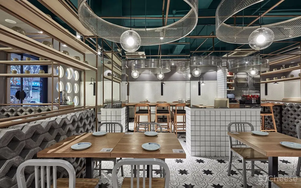 原木+金属打造的复古餐厅 | 三也室内设计 首