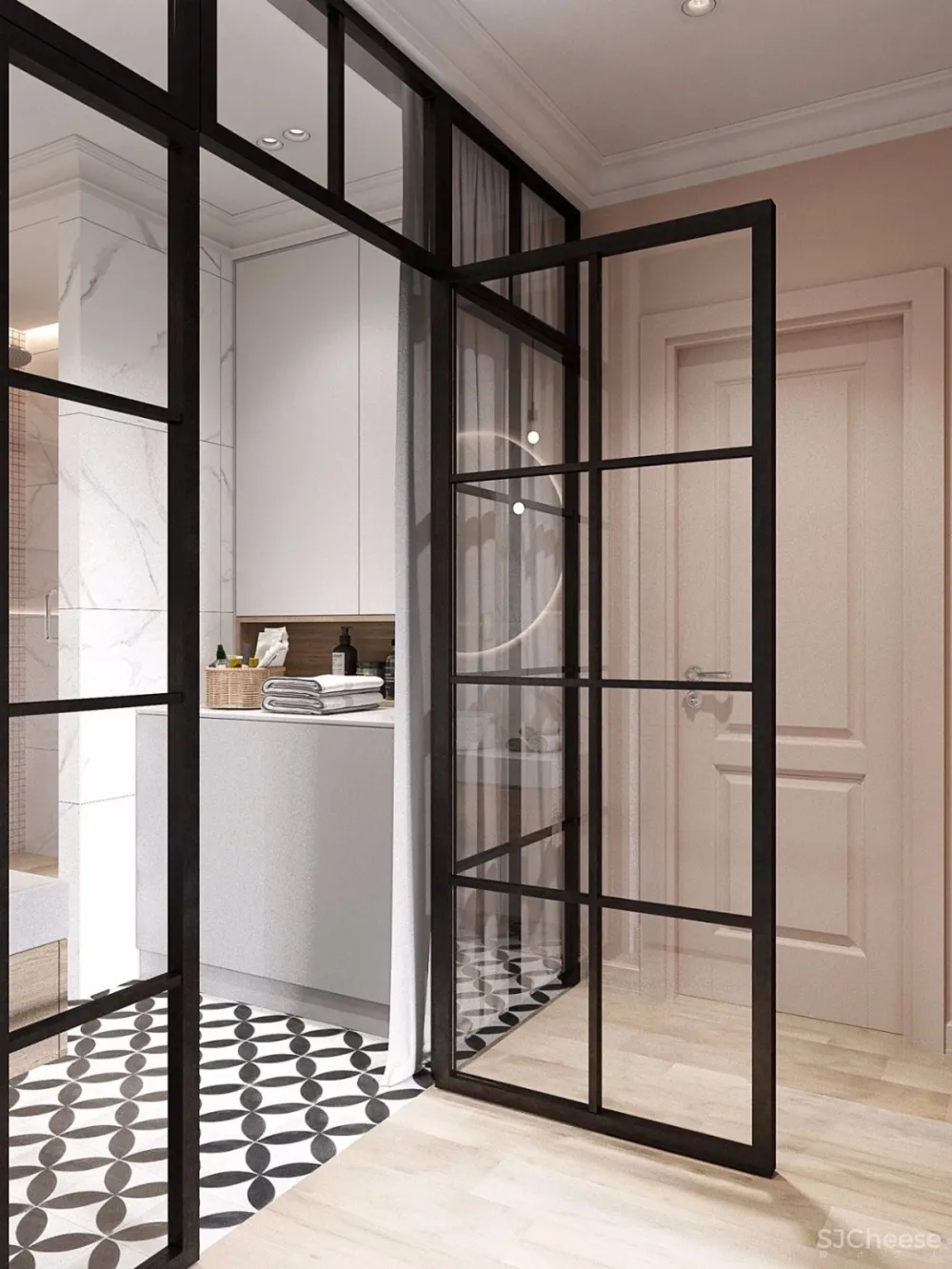 81.6㎡一家三口,用玻璃隔断丨这样的玄关不亚于130㎡的标配