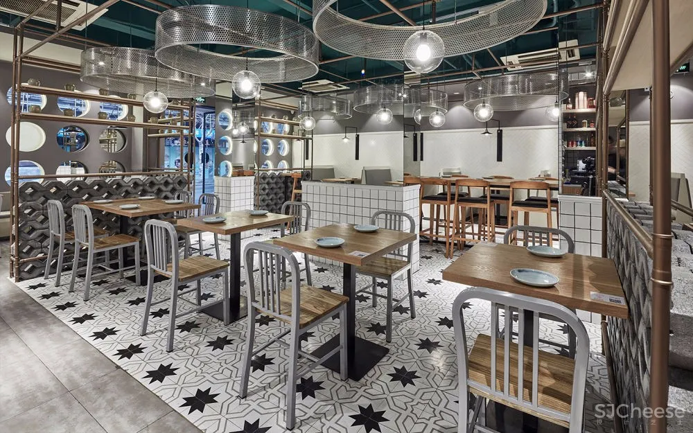 原木+金属打造的复古餐厅 | 三也室内设计 首