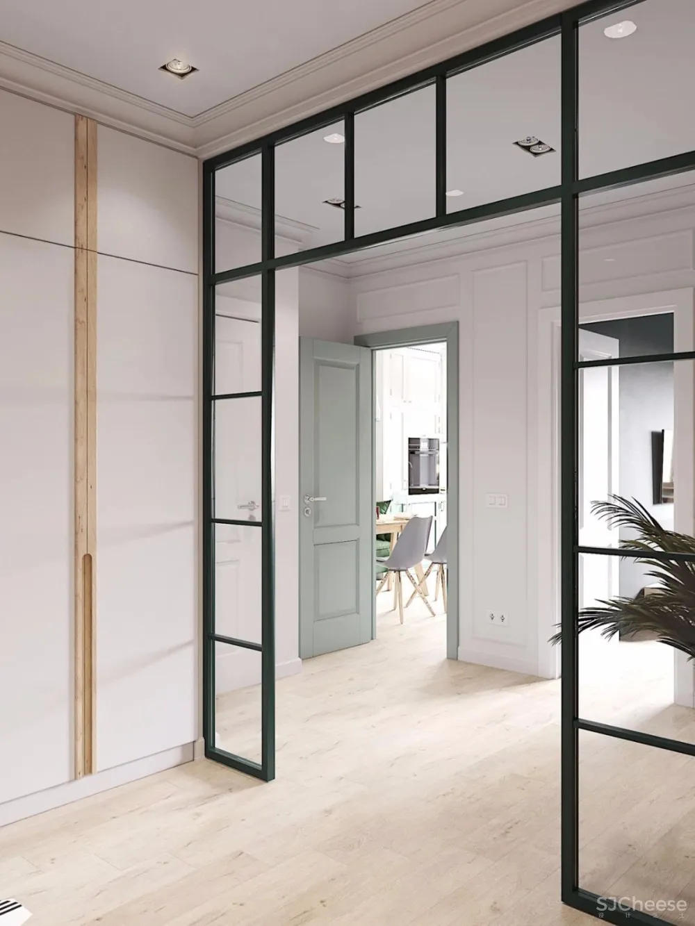 81.6㎡一家三口,用玻璃隔断丨这样的玄关不亚于130㎡的标配