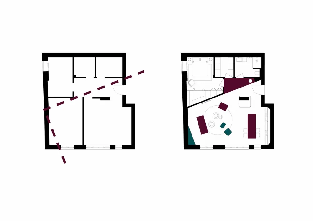 饱和色+黑色，立陶宛80㎡戏剧般的公寓 | HEIMA architects 首