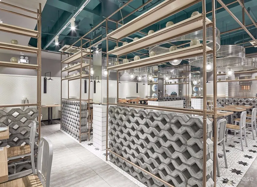 原木+金属打造的复古餐厅 | 三也室内设计 首