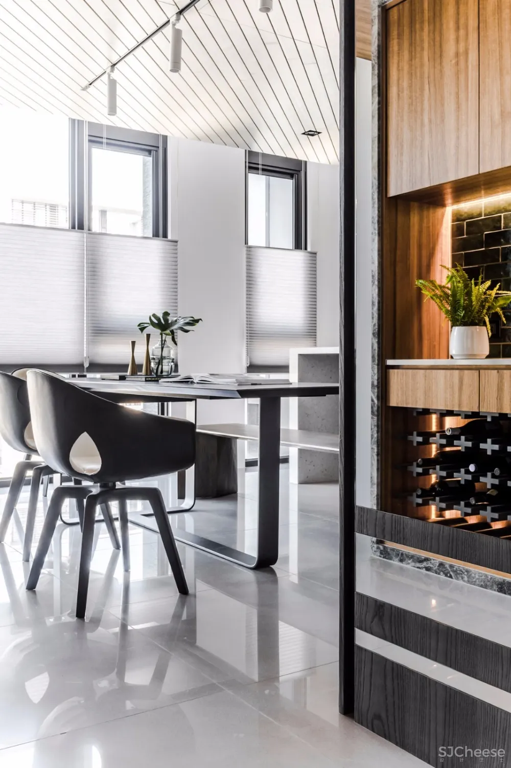 灰+绿 焕然一新的清新住宅空间 | 大也国际空间设计