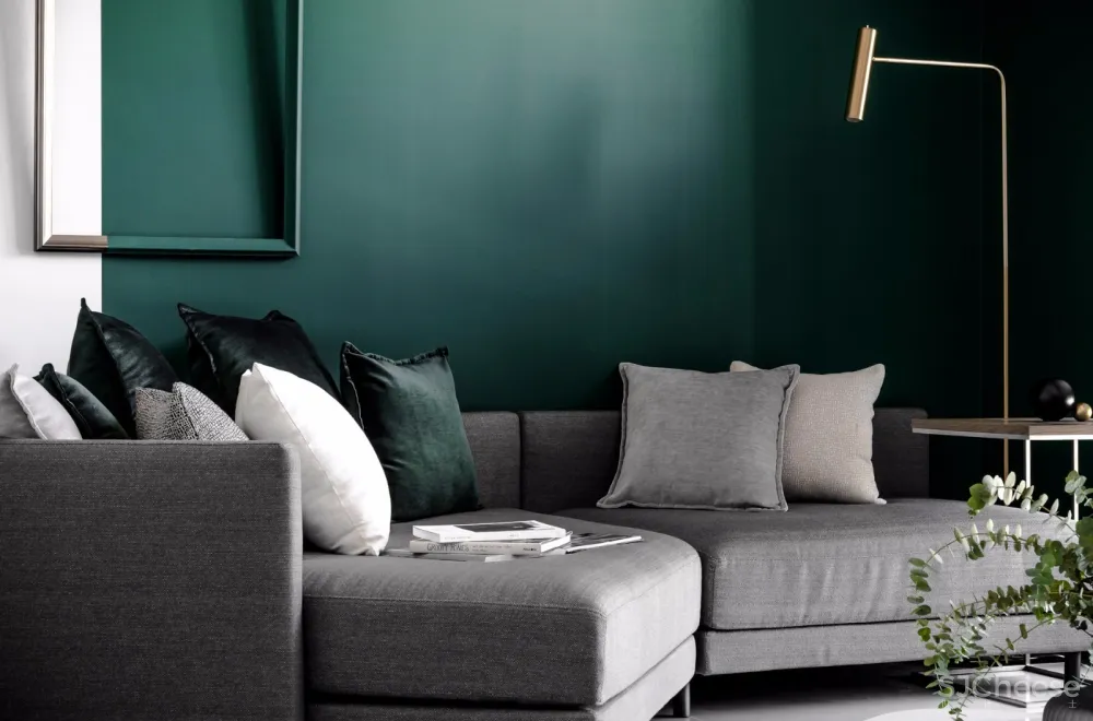 灰+绿 焕然一新的清新住宅空间 | 大也国际空间设计