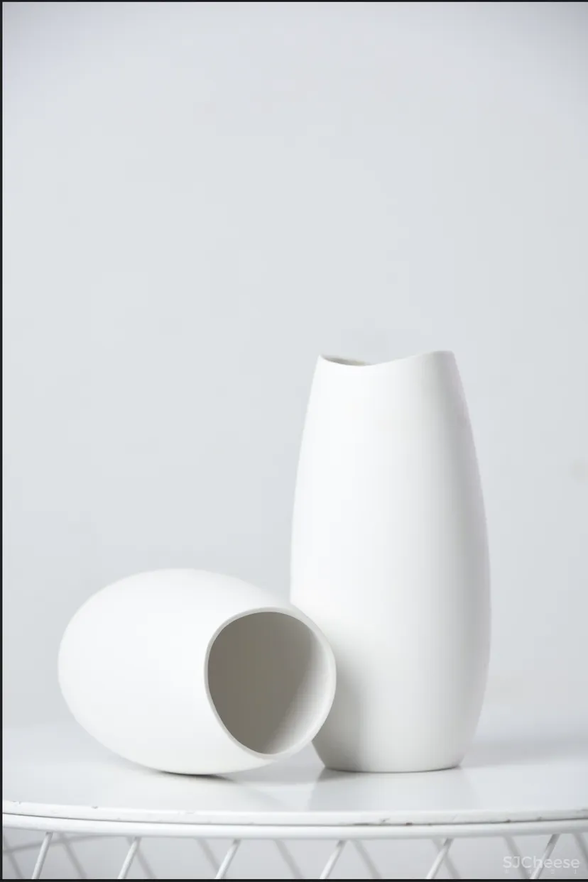 大肚几何陶瓷苍空灰陶瓷花瓶