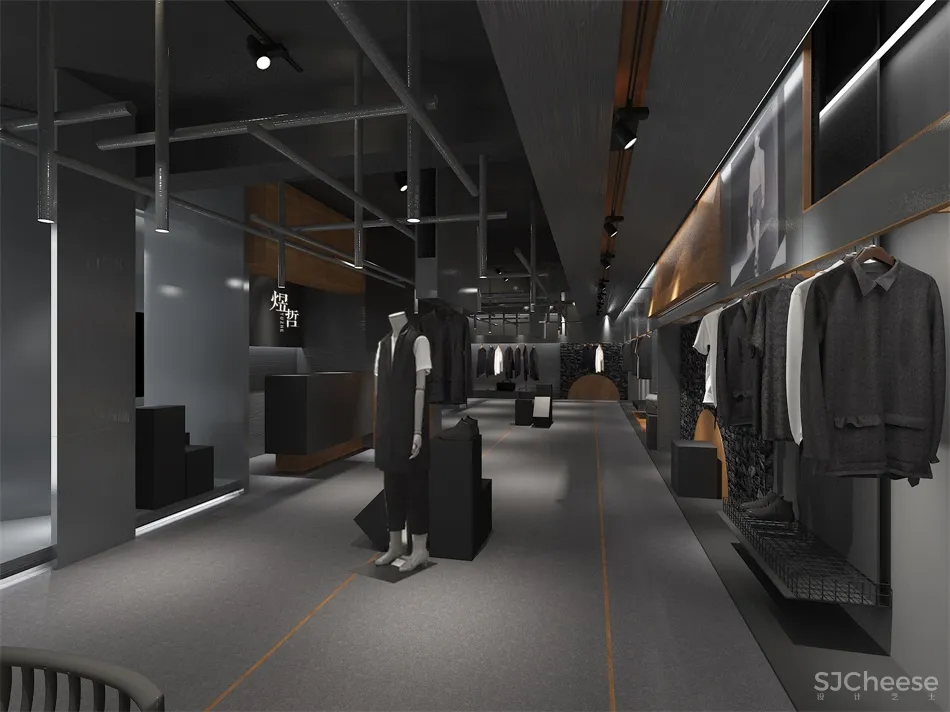 煜哲男装—堆积中的光与影丨术锐室内设计